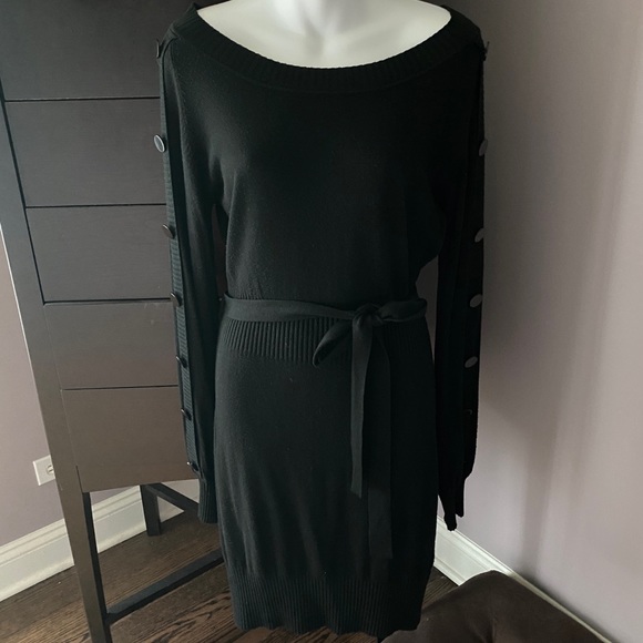 Lapis Stretchy Soft Sweater Dress Great Detail EUC - Picture 2 of 7